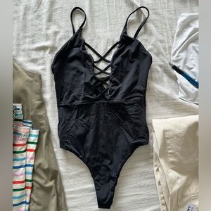 Black one piece swimsuit bathing suit size 2 cutouts lulus